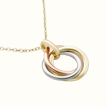 Trinity Yellow Rose and White Triple Ring Necklace