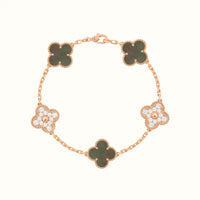 Vintage Alhambra Rose Green Pavé Clover Bracelet