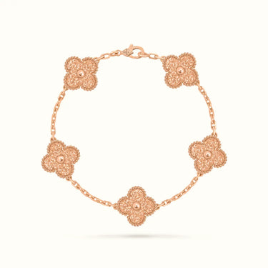 Vintage Alhambra Rose Hammered Clover Bracelet