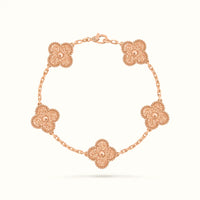 Vintage Alhambra Rose Hammered Clover Bracelet