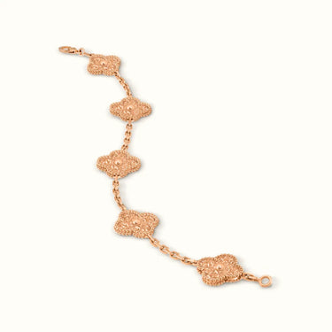 Vintage Alhambra Rose Hammered Clover Bracelet