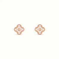 Vintage Alhambra Rose Pavé Clover Earrings