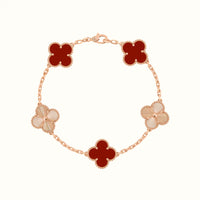 Vintage Alhambra Rose Red Textured Clover Bracelet