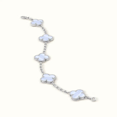 Vintage Alhambra White Blue Clover Motif Bracelet