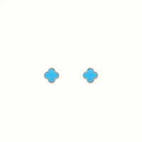 Vintage Alhambra White Blue Clover Stud Earrings
