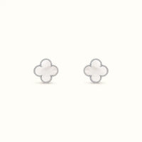 Vintage Alhambra White Clover Motif Earrings
