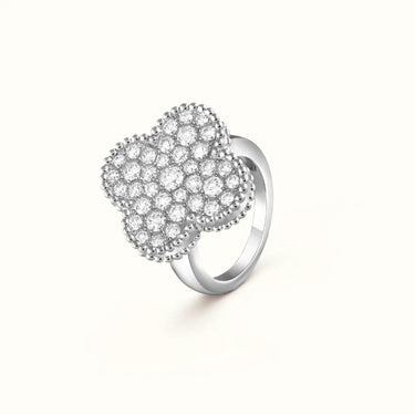 Vintage Alhambra White Full Pavé Clover Ring