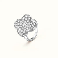Vintage Alhambra White Full Pavé Clover Ring