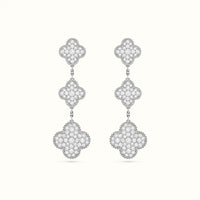 Vintage Alhambra White Graduated Pavé Clover Earrings