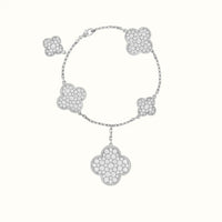 Vintage Alhambra White Graduated Pavé Clover Bracelet
