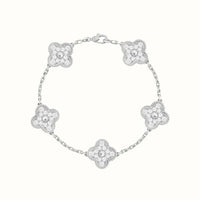 Vintage Alhambra White Pavé Clover Bracelet