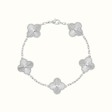 Vintage Alhambra White Textured Clover Motif Bracelet