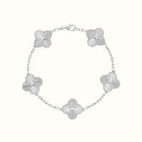 Vintage Alhambra White Textured Clover Motif Bracelet