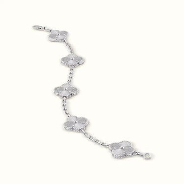 Vintage Alhambra White Textured Clover Motif Bracelet
