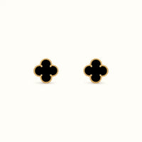 Vintage Alhambra Yellow Black Clover Earrings