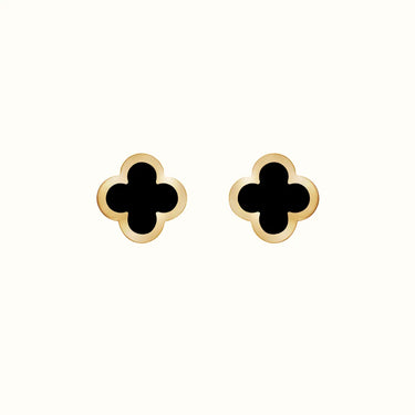 Vintage Alhambra Yellow Black Inlay Clover Earrings