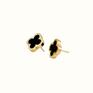 Vintage Alhambra Yellow Black Inlay Clover Earrings