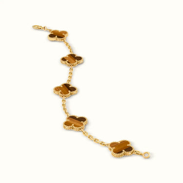 Vintage Alhambra Yellow Brown Striped Clover Bracelet