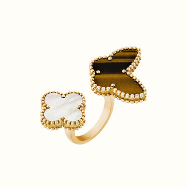 Vintage Alhambra Yellow Butterfly Clover Open Ring