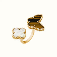 Vintage Alhambra Yellow Butterfly Clover Open Ring