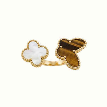 Vintage Alhambra Yellow Butterfly Clover Open Ring