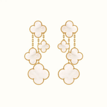 Vintage Alhambra Yellow Cascading Clover Drop Earrings