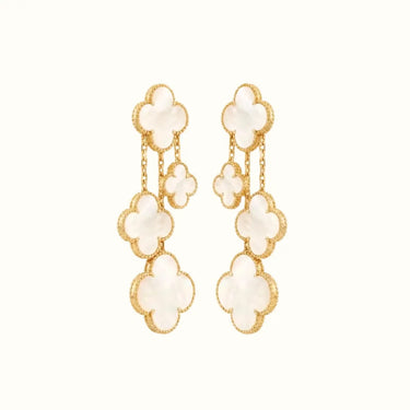 Vintage Alhambra Yellow Cascading Clover Drop Earrings