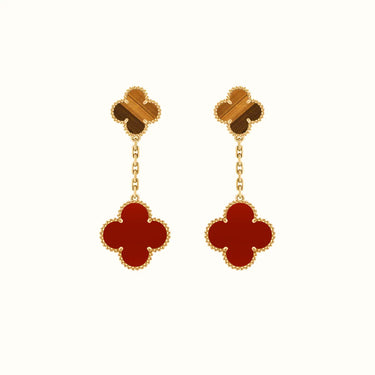 Vintage Alhambra Yellow Contrast Clover Drop Earrings