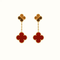 Vintage Alhambra Yellow Contrast Clover Drop Earrings