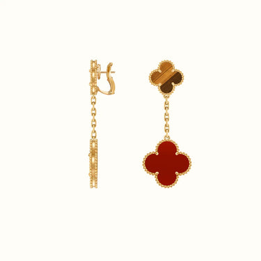 Vintage Alhambra Yellow Contrast Clover Drop Earrings