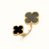 Vintage Alhambra Yellow Contrast Clover Open Ring