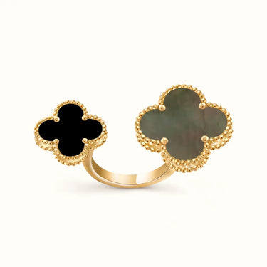 Vintage Alhambra Yellow Contrast Clover Open Ring