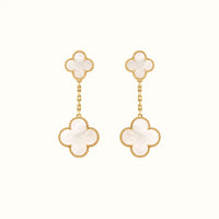 Vintage Alhambra Yellow Double Clover Drop Earrings