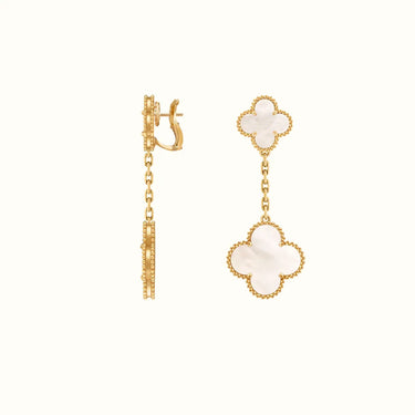 Vintage Alhambra Yellow Double Clover Drop Earrings