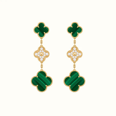 Vintage Alhambra Yellow Green Pavé Drop Clover Earrings