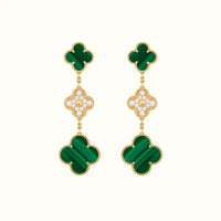 Vintage Alhambra Yellow Green Pavé Drop Clover Earrings