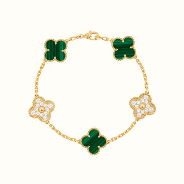 Vintage Alhambra Yellow Green Pavé Clover Bracelet