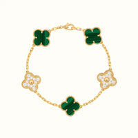 Vintage Alhambra Yellow Green Pavé Clover Bracelet