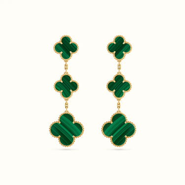 Vintage Alhambra Yellow Green Triple Clover Drop Earrings