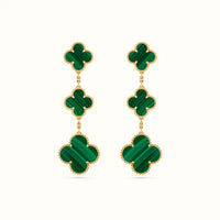 Vintage Alhambra Yellow Green Triple Clover Drop Earrings