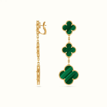 Vintage Alhambra Yellow Green Triple Clover Drop Earrings