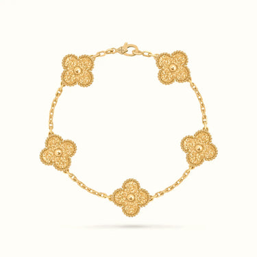 Vintage Alhambra Yellow Hammered Clover Bracelet