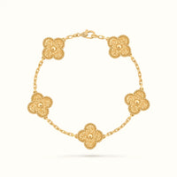 Vintage Alhambra Yellow Hammered Clover Bracelet