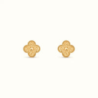 Vintage Alhambra Yellow Hammered Clover Earrings