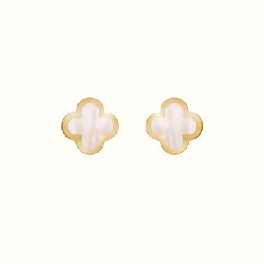 Vintage Alhambra Yellow Inlay Clover Earrings