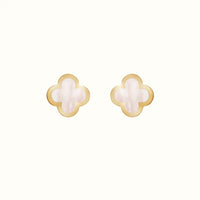 Vintage Alhambra Yellow Inlay Clover Earrings