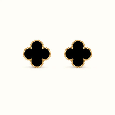 Vintage Alhambra Yellow Large Black Clover Earrings
