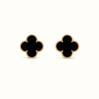 Vintage Alhambra Yellow Large Black Clover Earrings