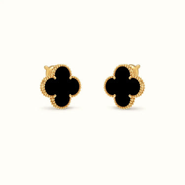 Vintage Alhambra Yellow Large Black Clover Earrings