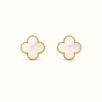 Vintage Alhambra Yellow Large White Clover Earrings